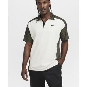 Nike Golf Club Men's Dri-FIT Loose Fit Olive White Golf Polo Shirt Sz M
